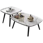 Nesting Table Rectangle Set of 2,Creative Wood Nesting Coffee Table,Sofa Side End Tables,with Adjustable Foot Pad,for Living Room Bedroom Balcony Coffee Tables Nightstand 