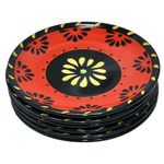 product_image_name-Generic-6 Pieces Red Flowered Side Plates - Multicolor-1