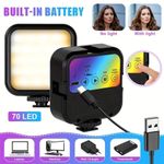 product_image_name-Generic- Video Light, Camera Light, 360° Full Color Portable Photography Lighting, CRI 95+ 3000K-7000K LED Video Light, 1800mAh Rechargeable Selfie Light With 3 Cold Shoe Mounts- Multicolor-4
