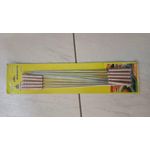 product_image_name-Generic-10 Pieces Outdoor Picnic BBQ Barbecue Skewers Roast Stick Stainless Steel Needle With Wooden Handle Color And Design  For Handles Varies-Silver-4