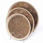 3 PCS Of Round Rubber Non-slip Serving Trays Platters- Multi-colours.