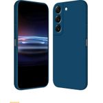 product_image_name-Generic-Samsung Galaxy S22 Phone Case Liquid Silicone, Cute Thin Slim Soft Rubber TPU Plain Smooth Gel Cover for Women Girl Aesthetic Design, Matte Solid Protective & Shockproof Bumper, Blue -4