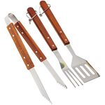 product_image_name-Generic-3-Piece Chefs Basics Grill Cutlery - Grill Tongs, Grill Spatula and Grill Fork Made of Stainless Steel - BBQ Grill Accessories Barbecue Tool Set with Wooden Handle For Cooking, Backyard Barbecue & Outdoor Camping - Multicolor-2