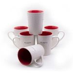 6 Pieces of Wording Red Inside Mug/Cups - White