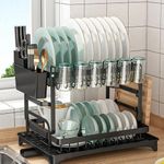 product_image_name-Generic-2-Tier Dish Rack Stainless Steel Dish Drainer - Black.-1