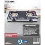 product_image_name-Sonashi-Double Glass Gas Burner, Gas Stove, Cook Top With Automatic Ignition, SGB205G - Black-2