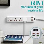 product_image_name-Generic-4 Switched Universal Extension Socket Power Strip Electrical Outlet With Cable- White-4
