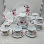 product_image_name-Generic-24 Pcs Flowered Opalware Dinner Set With Cups And Saucer, Plates,side plates,Tea pot, Milk Jar And Sugar Bowl- Multicolor-3