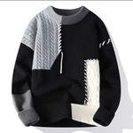 Patchwork Contrast Stitch Knit Sweater