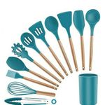 product_image_name-Generic-12 Piece Silicone Kitchen Tool Cooking Utensils Serving Spoons Set,Green.-1