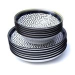 12 Piece Round Multi Design Food Plates, Bowls Dinner Set - Multicolor