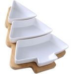 product_image_name-Generic-Snack Appetizer Trays Fruit Bowl Set, Holiday Shaped Party Plate Christmas Tree Dessert Serving Dishes, Nut Snack Platter, 3 pcs Removable Porcelain Ceramic Plates with Bamboo Board Tree Tray  Breakfast Plate Home for Living Room and Kitchen -3