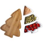 product_image_name-Generic-Snack Appetizer Trays Fruit Bowl Set, Holiday Shaped Party Plate Christmas Tree Dessert Serving Dishes, Nut Snack Platter, 3 pcs Removable Porcelain Ceramic Plates with Bamboo Board Tree Tray  Breakfast Plate Home for Living Room and Kitchen -7