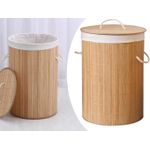 product_image_name-Generic-Round Foldable Laundry Basket Natural Bamboo with Lid For Bathroom & Bedroom Laundry Bin With Removable Lining Laundry Hamper Wicker Storage For Home Decoration Storage And Organization- Brown-4