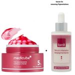 Medicube TXA Niacinamide Capsule Cream with Alpha Arbutin + tanit Depigmenting Serum. Moisturizes, Glows, Treats & Removes dark spots, hyperpigmentation, melasma, freckles, sun spots, age spots, Acne scars, Evens the skin tone, Is Anti-Aging, Brightens & Unifies