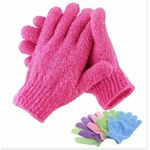  A Pair Of Exfoliating Bath Shower Scrub Gloves Pink