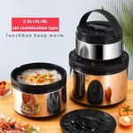 product_image_name-Generic-3Pcs Cookware Set Hot-Pot Insulated Casserole Stainless Steel Casserole Dish. Color -Black,Green & Blue.-1