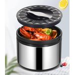 product_image_name-Generic-3Pcs Cookware Set Hot-Pot Insulated Casserole Stainless Steel Casserole Dish. Color -Black,Green & Blue.-3