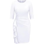 product_image_name-Fashion-Runwind Plus Size Dress Church Dresses for Women 3/4 Sleeve Wear to Work Bodycon Ruffle Pencil Midi Dress-3