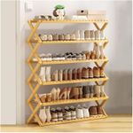 Multi tier foldable bamboo shoe rack