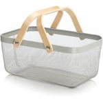 product_image_name-Generic-Share This Product   Mesh Steel Basket Wire Basket With Wooden Handles - Multicolor-1