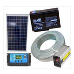 product_image_name-Generic-100 Watts Solar Panel Kit + 50AH Solar Battery + 10AH Controller + 300watts Invertor +  50M Cable Roll 1.5mm -Black-1