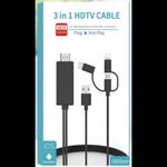 Ax 3-in-1 HDMI hdtv adapter cable designed to mirror your smartphone's screen to a television. 3 in 1 hdtv hdmi cable 