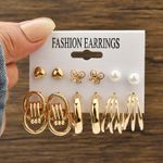 product_image_name-Fashion-Fashionable Minimalist Earrings 12-Piece Set - Gold-5