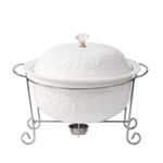 product_image_name-Generic-Elegant Embossed Ceramic Chafing Dish with Warming Stand - Multicolor-1