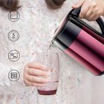 product_image_name-RAF-2L Electric Stainless Steel Cordless Kettle Double Layer Tea Kettle With Scaled Window Water Kettle And360 Degree Rotating Base- Maroon-4