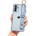 product_image_name-Generic- Compatible with Samsung Galaxy A14 5G Case, Electroplated Edge Love Heart Case with Wrist Strap, Full Camera Protection Raised Reinforced Corners Shockproof Soft TPU Cover, Blue-1