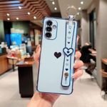product_image_name-Generic- Compatible with Samsung Galaxy A14 5G Case, Electroplated Edge Love Heart Case with Wrist Strap, Full Camera Protection Raised Reinforced Corners Shockproof Soft TPU Cover, Blue-2