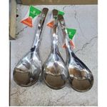 Stainless steel serving spoons used as rice scoops or buffet spoons.