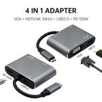 product_image_name-Generic-4-in-1 USB-C Hub with HDMI 4K, VGA, USB 3.0 & PD Charging - Type-C Docking Station for Laptop, MacBook & Phones-7