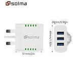 product_image_name-Solma-3 USB Travel Charger + 1.2m smart Cable, US Plug-white-2