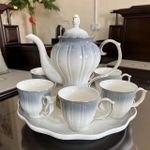 product_image_name-Generic-European Tea Set Porcelain Ceramic Coffee Coffee Sets Cups Service for 6 Cuppucino Mug with Tea Tray Cup  Tea Pot And Saucer Sets- Multicolor -3