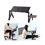 product_image_name-Generic-Foldable Adjustable Desk Laptop Table Stand With Mouse Pad, Cooling Fan- Black-2