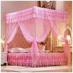 product_image_name-David- Ultimate Protection & Cozy Mosquito Net with 4 Stainless Steel Stands & 3 Doors Design Bed Net S1 - Pink.-3