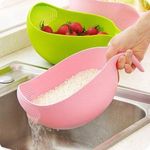 product_image_name-Generic-1Pc Fruits Vegetable Washing Bowl Food Strainer Rice Colander -Multi-colours.-2