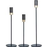 product_image_name-Generic-3 Pieces Candlestick Holders for Taper Candles, Modern Candle Stick Holders Decor, Taper Candle Holders for Table Mantel Wedding Dinning (Black with Gold)-2