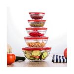5 Pieces Glass Cooking / Storage Bowls Set - Multicolor
