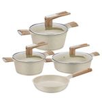 product_image_name-Generic-7pcs Of Die Casting Granite Non-stick Saucepans Aluminum Cooking Pots Pans Including Egg Frying Pan Dishes Cookware Set With Wooden Handles-1