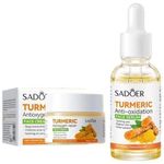 SADOER 2 In 1,Turmeric Cream + Tumeric Serum, The Combination Of Tumeric Cream And Turmeric Serum Guarantees Like Vitamin C, Deep Hydration, Inhibits Acne Formation