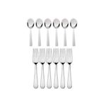 12 Pieces Cutlery Set (6 Forks, 6 Spoons) - Silver