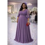 product_image_name-Fashion-EXECUTIVE LADIES' LONG  ROUND DRESS - PURPLE -1