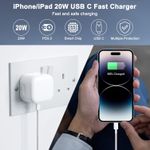 product_image_name-Generic-iPhone Charger for Apple 14, 14 Pro Max, 14 Plus, 13, 13 Pro Max, 13 Mini, 12, 11, X, XR, XS, SE, Mini, 8, iPad - 20W USB-C Fast Charge, Type C Plug UK Power Adapter With 1.5m Cable-5