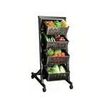 product_image_name-Generic-Kitchen Fruit Vegetable Storage Stackable Metal Wire Basket Stand 4 Tier Rolling Cart with 4 Detachable Cube Pantry Organizer Rack with Detachable Bin Metal Rack Stand for Organizing Utility Cart with Wheels--1