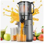 250W Masticating Juicer, Sunmaki 5.11'' Large Cold Press Juicer for Whole Fruits and Vegetables, Easy to Clean& BPA-Free, Gray