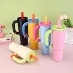 product_image_name-Generic-Vacuum Insulated Stainless Steel Tumbler with Handle & Straw, Leakproof Travel Cup - Brigh Yellow-2