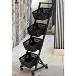 4-tier rolling fruit and vegetable storage rack with wheels and a handle. 